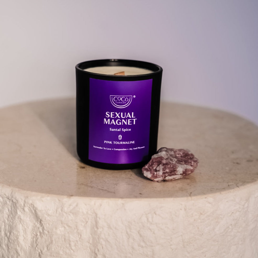 Sexual Magnet Candle + Pink Tourmaline Crystal