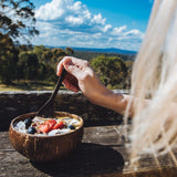 Coconut Shell Bowls + Palm Wood Forks Combo Set