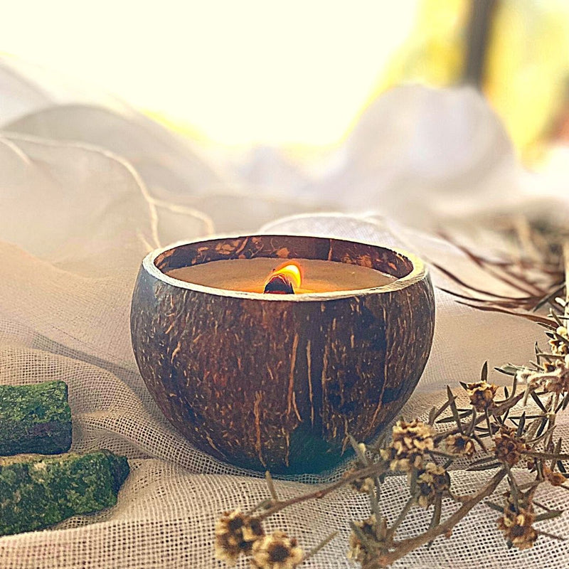 Amazonite Crystal Coconut Candle (Communication)