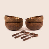 Natural Bowls + Spoons Set 4