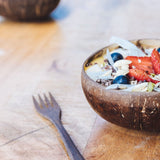 Coconut Shell Bowls + Palm Wood Forks Combo Set